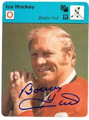 Bobby Hull autographed Sportscaster card postcard (Chicago Blackhawks)