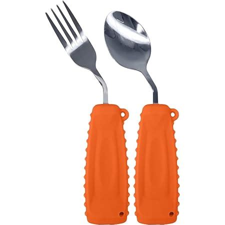 Amazon Ehucon Adaptive Utensils Curved Angled Spoon And Fork Set