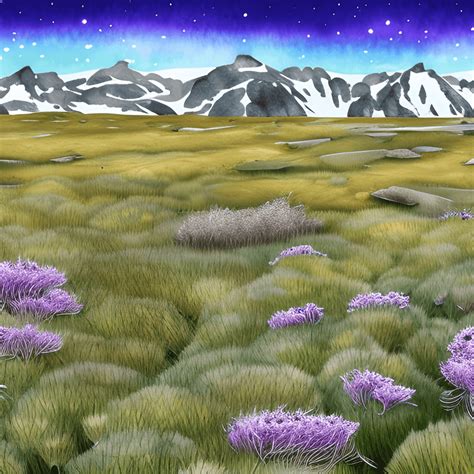 Arctic Tundra Landscape With Bladderworts Plants In Cartoon Style · Creative Fabrica