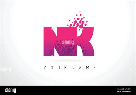 Nk N K Letter Logo With Pink Letters And Purple Color Particles Dots