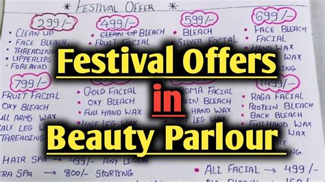 Festival Offers Rate List In Beauty Parlor Beauty Parlour Rate List