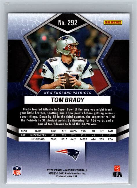 2022 Panini Mosaic 292 Tom Brady Super Bowl LI MVP EBay