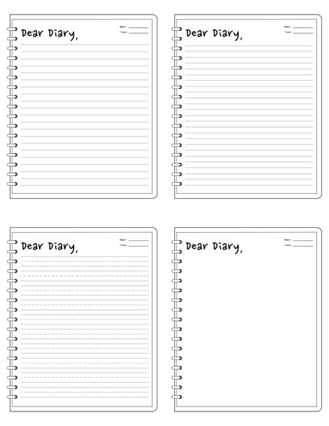 Free Printable Dear Diary Writing Templates