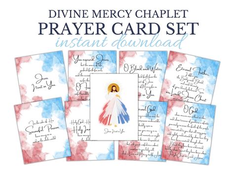 Divine Mercy Chaplet Prayer Cards, Catholic Printable, St Faustina ...