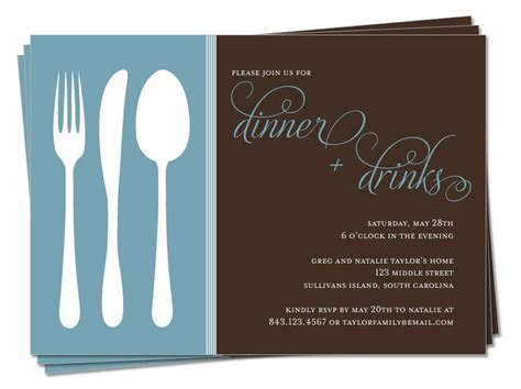 Printable Dinner Party Invitation Fine Dining 1500 Via Etsy