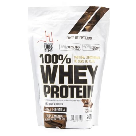 100 Whey Protein Sabor Chocolate Refil 900g Health Labs