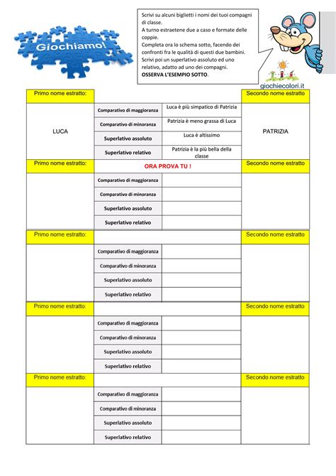 I Gradi Dell Aggettivo Qualificativo Schede Didattiche Per La Scuola