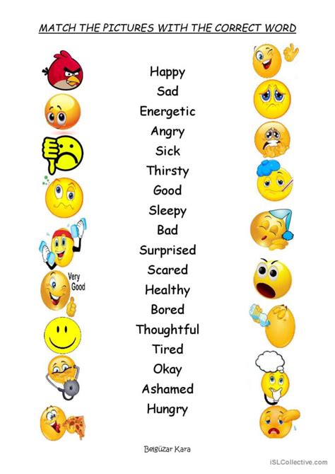 Feelings And Emotions Match Warmer English Esl Worksheets Pdf And Doc