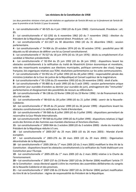 Les R Visions De La Constitution De Loi Constitutionnelle N