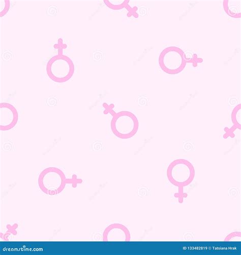 Seamless Pattern With Pink Female Venus Symbols Stock Vector