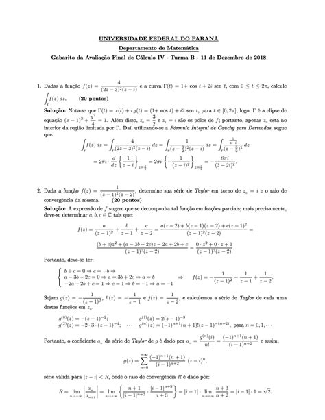 Prova 11 Dezembro 2018 questões e respostas UNIVERSIDADE FEDERAL DO