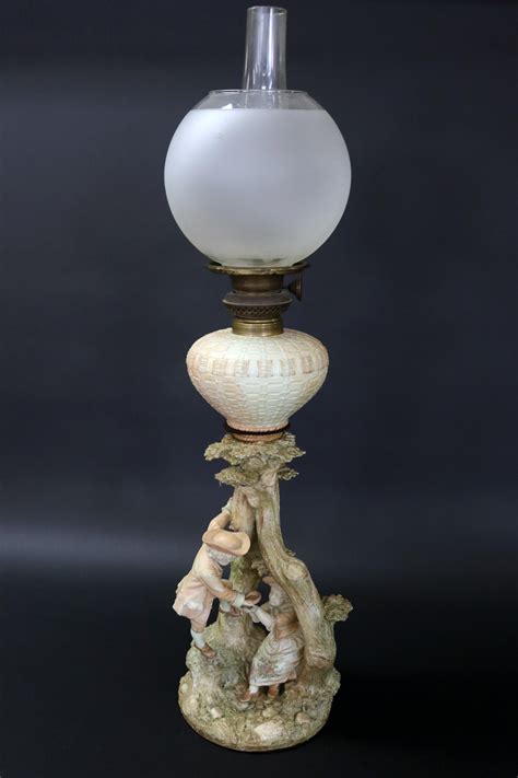 Sold Price Antique Th Century Royal Worcester Figural Oil Lamp Of