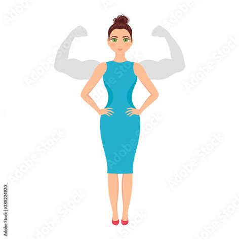 Logo Girl Female Body Builder Flexing Her Biceps Illustration Clip