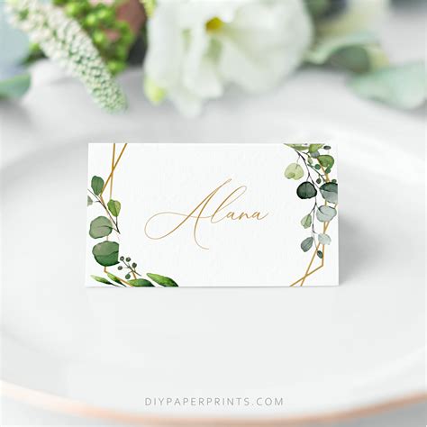 Greenery Place Cards Wedding Templates Printable Guest Name Etsy