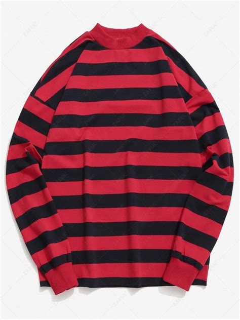 30 Off 2021 Contrast Horizontal Stripe T Shirt In Red Zaful