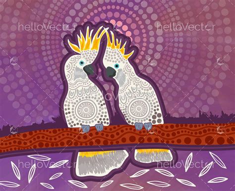 Cockatoo bird art in aboriginal style - Download Graphics & Vectors