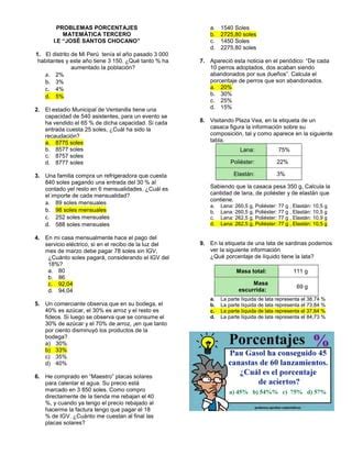 Ficha 1 Mates 3 PORCENTAJE PDF