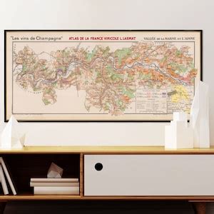 Wine Map Of Marne River Valley Aisne Champagne Vineyards Etsy