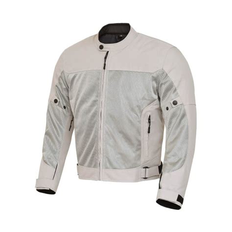 Tucson Mens Mesh Motorcycle Jacket From WICKED STOCK Silver Gray