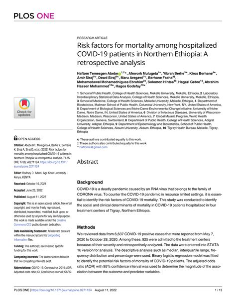 PDF Risk Factors For Mortality Among Hospitalized COVID 19 Patients