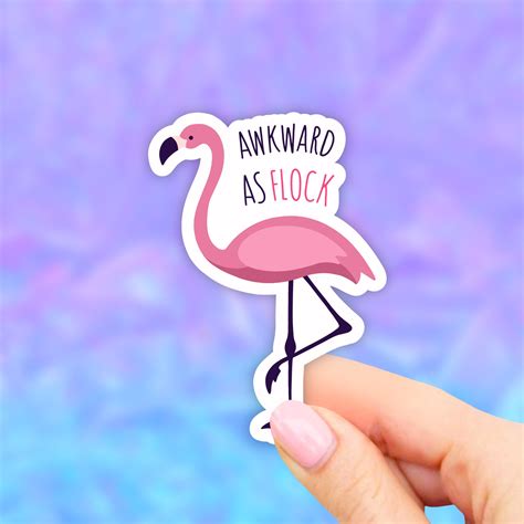 Awkward As Flock Flamingo Sticker Aesthetic Stickers Laptop Etsy