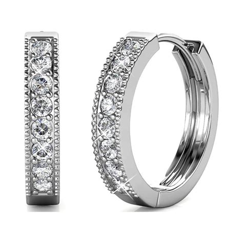 Cate Chloe Lydia K White Gold Plated Hoop Earrings With Swarovski