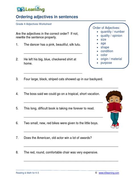 Free Ordering Adjectives Worksheet 4th Grade Download Free Ordering Adjectives Worksheet 4th