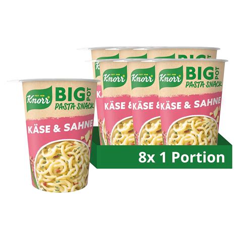 Knorr Big Pot Pasta Snack K Se Sahne Leckere Instant Nudeln Fertig In