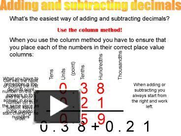 Ppt Adding And Subtracting Decimals Powerpoint Presentation Free To