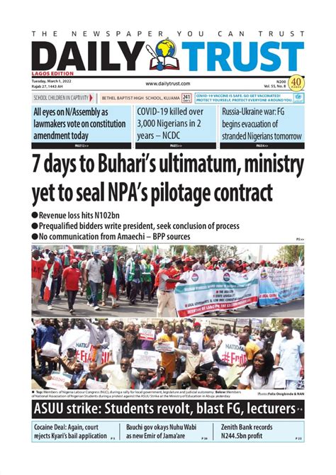 Nigerian Newspapers Daily Front Pages Review Tuesday March