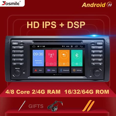 4gb 64g Ips Dsp 1 Din Android 11 Leitor De Dvd Do Carro Para Bmw X5 E53