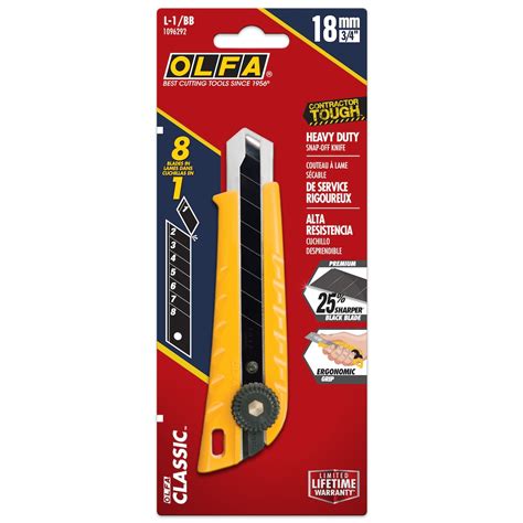 Olfa 18mm 11 Blade Retractable Utility Knife Snap Off