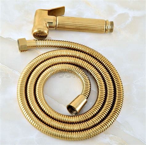 Gold Color Brass Bathroom Hand Held Shower Head 1 5m Shower Hose