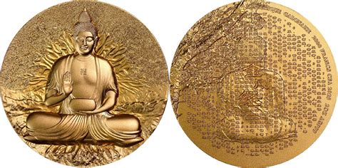 Buddha Creator Of Buddhism Gilded Oz Silver Coin Francs Gabon