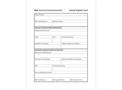 Ada Dental Implant Form Dental Implants Dental Implants