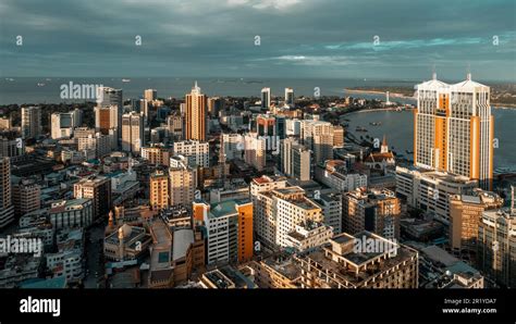 Aerial View Of Dar Es Salaam Tanzania Showing A Vibrant Cityscape