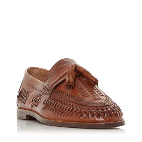 Dune Leather Men S Burlingtons Woven Tassel Loafers In Tan Brown