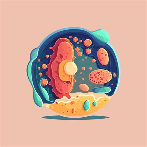 Cross Section Of A Human Cell Color Illustration Of Cell Organelles