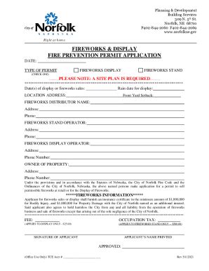 Fillable Online Fire Prevention Application Fireworks Doc Fax Email