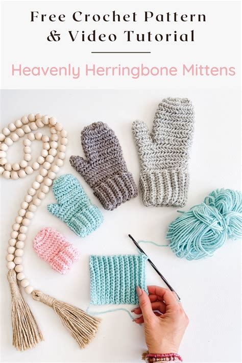 Heavenly Herringbone Crochet Mittens Free Pattern And Video Artofit