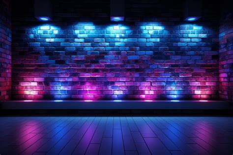 Premium Photo Modern Futuristic Neon Lights On Wall Ai Generative