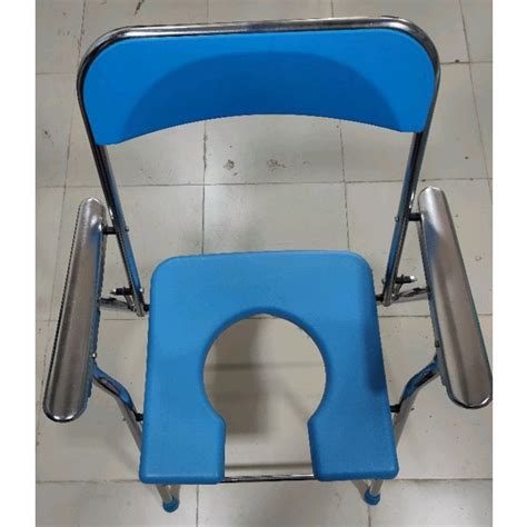 Type Of Chair Foldable Mild Steel Sky Blue Commode Folding Chair With