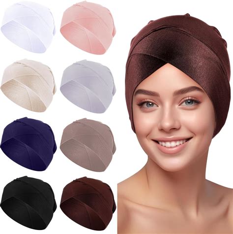 Cuffbow 8 Pcs Islamic Muslim Under Scarf Hijab Cap Solid Color Under