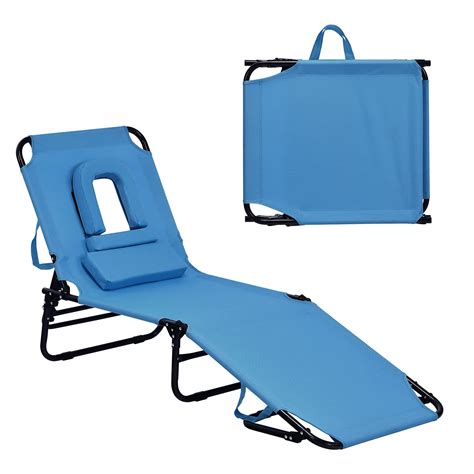 Buy GYMAX Beach Lounge Chair Sunbathing Chair Patio Lounge Chair