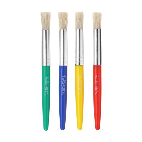 Hello Hobby Round Hog Bristle Art Brushes 4 Pieces Walmart