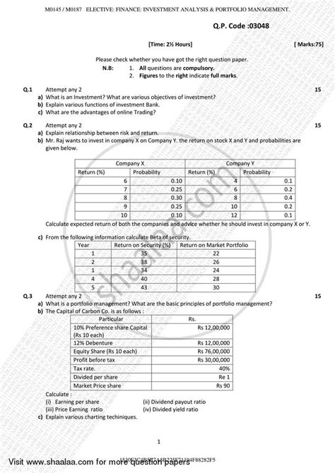 Investment Analysis And Portfolio Management 2017 2018 Bachelor Of