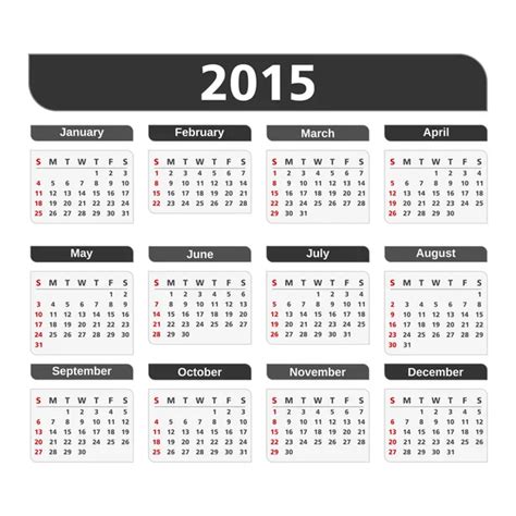 Calendario 2015 Imágenes De Stock De Arte Vectorial Depositphotos