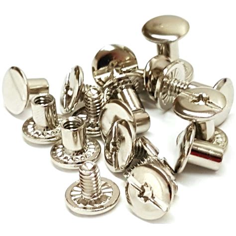 10 Pack Chicago Screws 1 4 Premium Nickel Over Brass With Grips Hill Leather Company