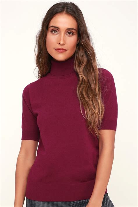 Chic Magenta Top Short Sleeve Top Short Sleeve Turtleneck Top Lulus