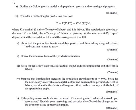 Solved A Outline The Solow Growth Model With Population Chegg